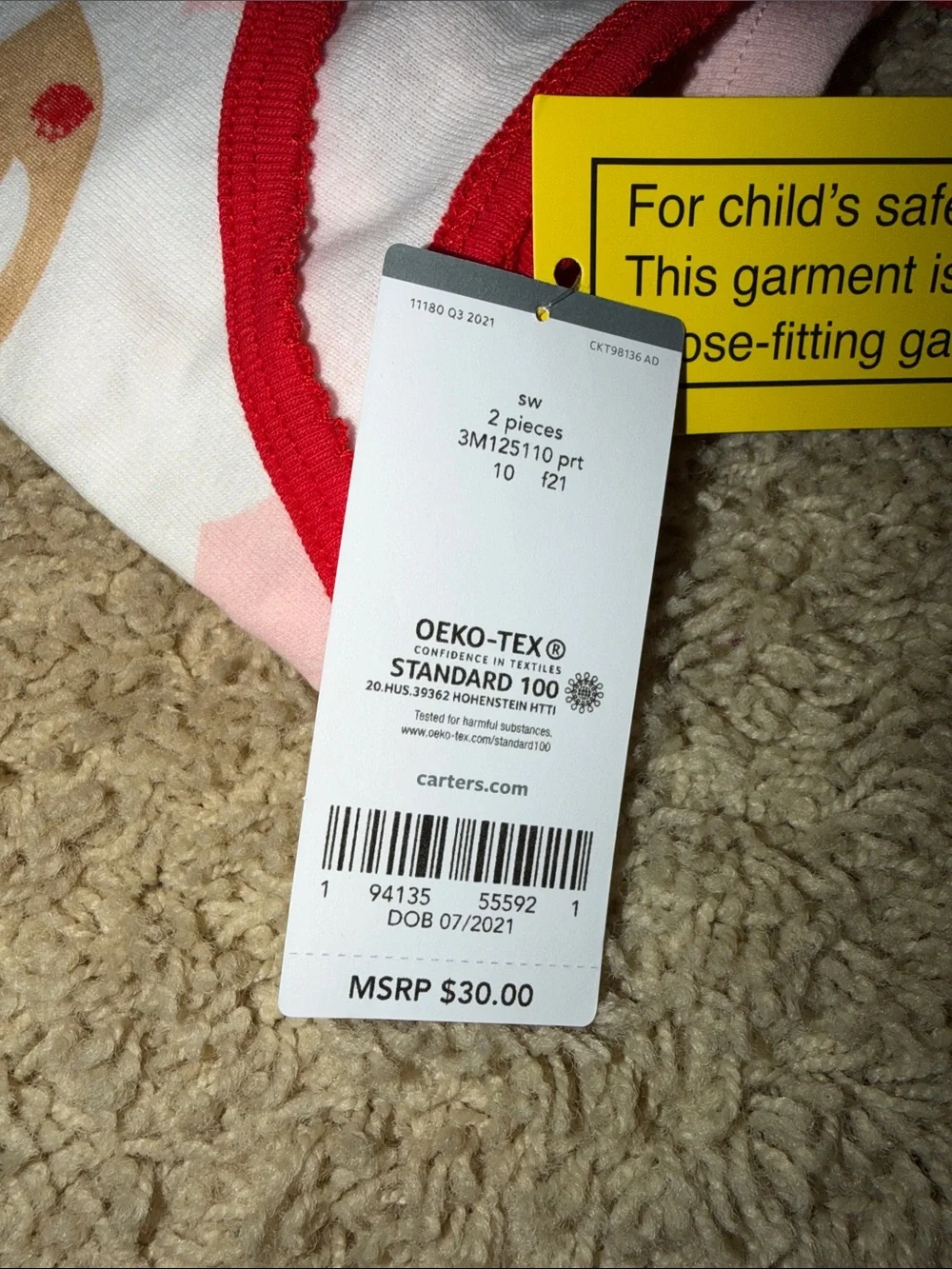 Carter's Pink Christmas Santa & Reindeer Pajama Set